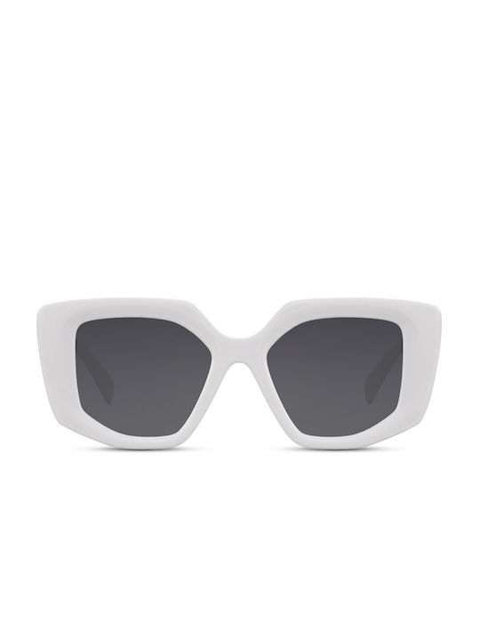 Solo-Solis Women's Sunglasses with White Plastic Frame and Black Lens NDL8125