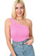 Potre Women's Blouse With One Shoulder Pink