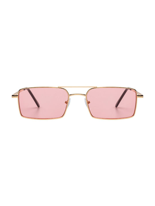 Sunglasses with Gold Metal Frame and Pink Lens 01-5601-Gold-Pink