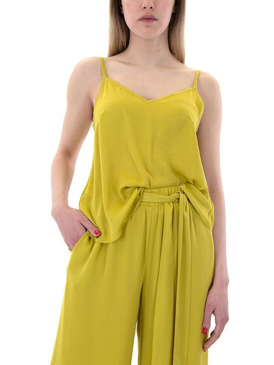 Moutaki Damen Crop Top Ärmellos Yellow