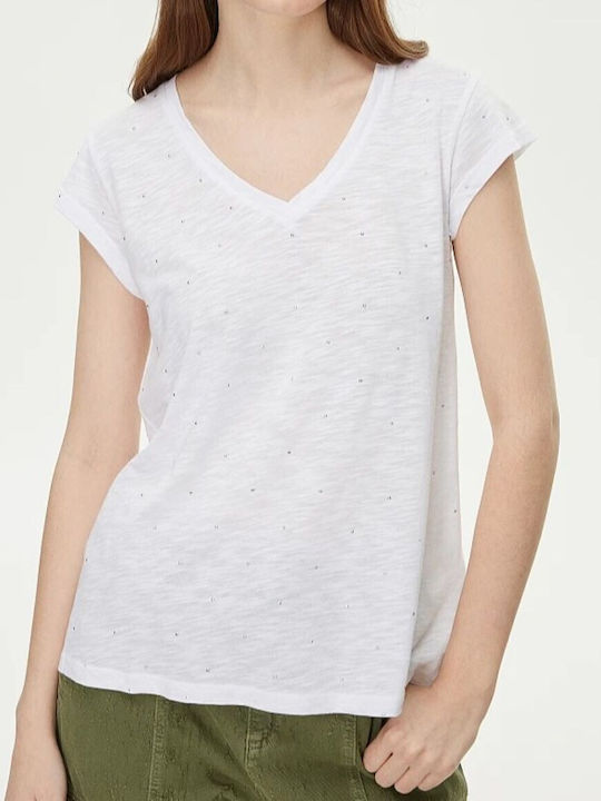 BSB Damen T-shirt mit V-Ausschnitt White