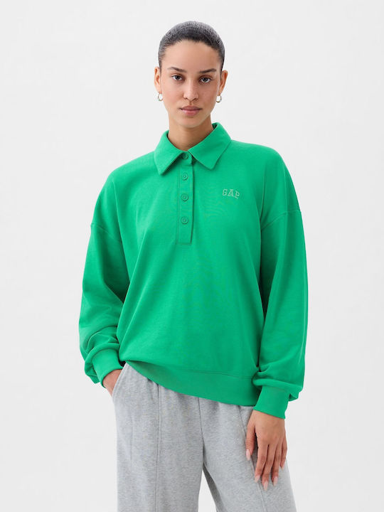 GAP Women's Polo Shirt Long Sleeve Simply Green 17-5936