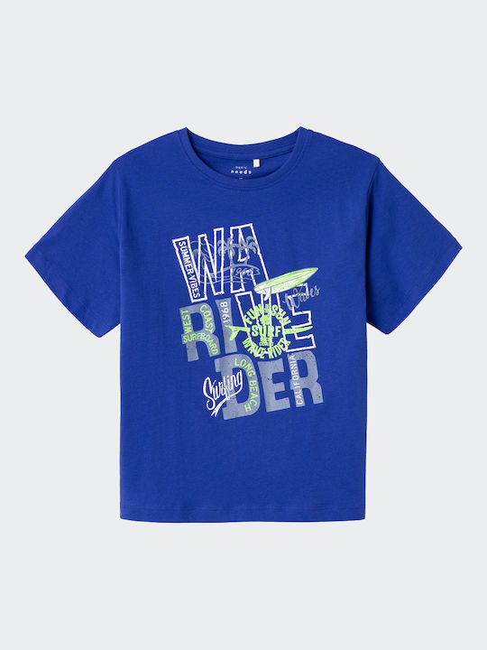 Name It Kids' Blouse Short Sleeve Clematis BlueWave Rider Blue