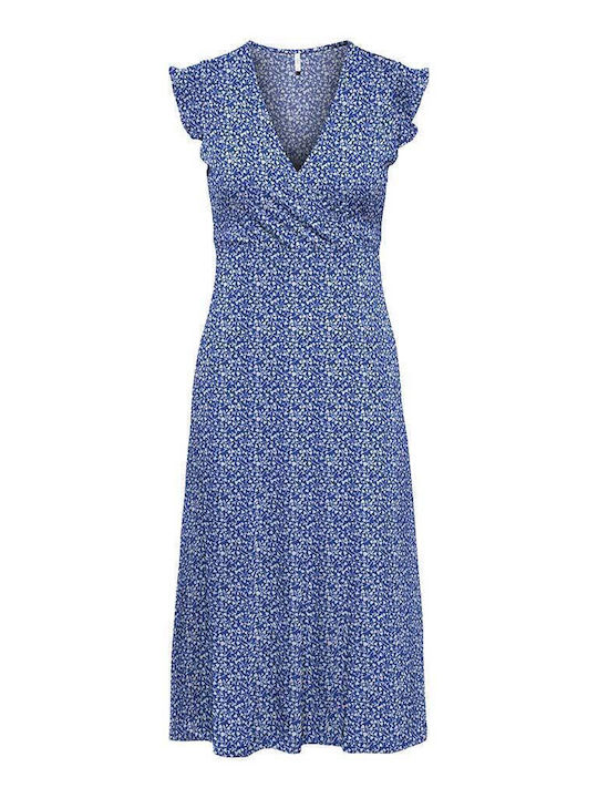 Life Midi Kleid Wickel mit Rüschen Blue