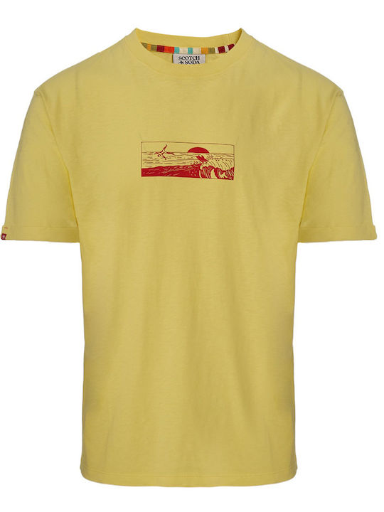 Scotch & Soda Ανδρικό T-shirt Κοντομάνικο Κίτρινο