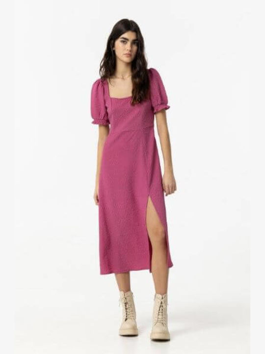 Tiffosi Midi Kleid mit Schlitz Dark PInk