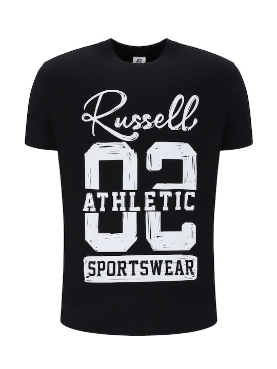 Russell Athletic Bărbați T-shirt Sportiv cu Mânecă Scurtă Negru