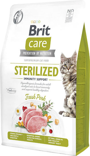 Brit Care Dry Food Grain-Free & Gluten-Free for Sterilized Cats with Pork 2kg