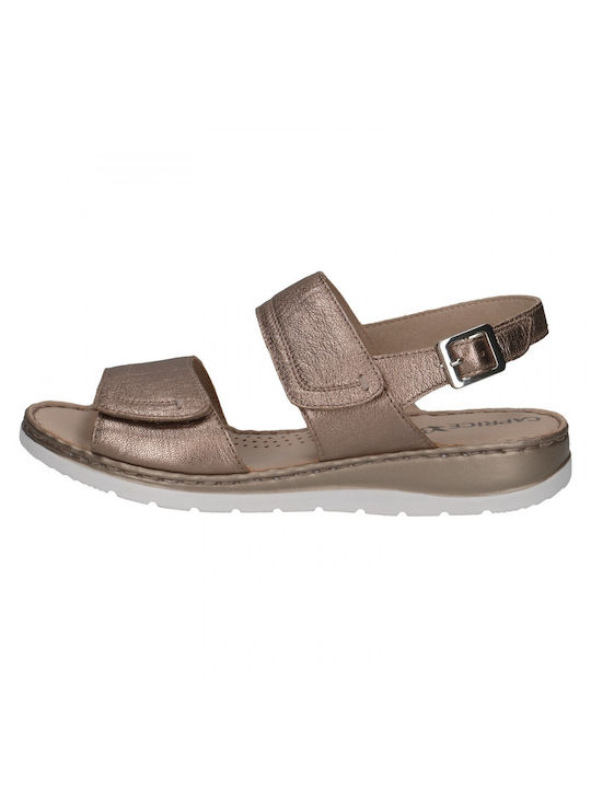 Caprice Leather Women's Flat Sandals Anatomic in Tabac Brown Color