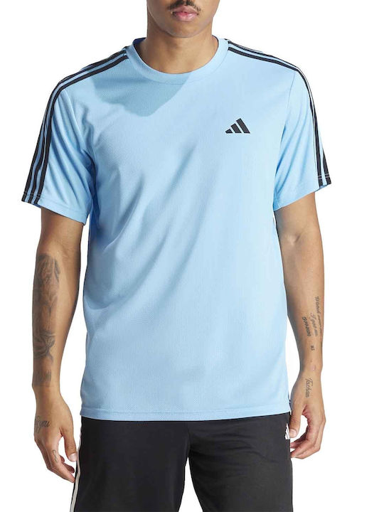 Adidas 3-stripes Men's Athletic T-shirt Short Sleeve Blue Burst / Black