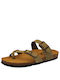 Plakton Leather Women's Flat Sandals Anatomic in Gray Color