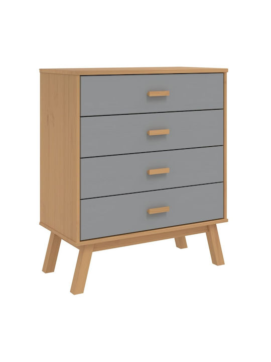 Wooden Chest of Drawers Γκρι Και Καφέ 76.5x39x90cm