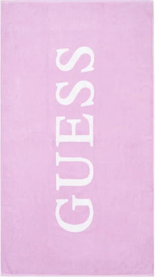 Guess Logo Strandtuch Baumwolle Flieder 100x180cm.