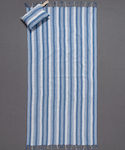 Silk Fashion Beach Towel Cotton Blue 180x90cm.