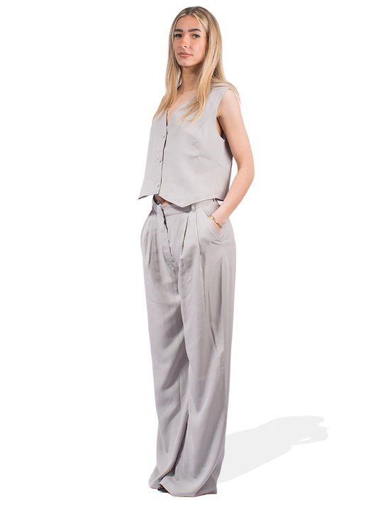 4tailors Women's Fabric Trousers Flare Grey