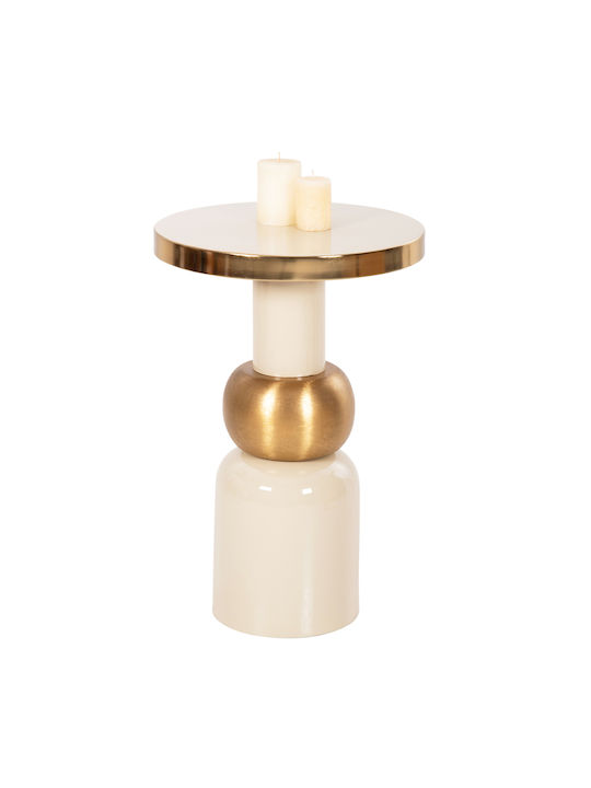 Round Side Table Ambur Ecru-gold L40.5xW40.5xH62cm