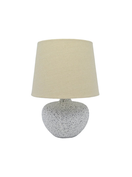 Ankor Ceramic Table Lamp for Socket E14 with Beige Shade and White Base