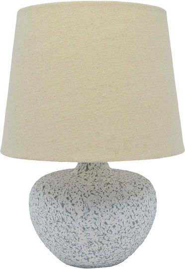 Ankor Ceramic Table Lamp for Socket E14 with Beige Shade and White Base