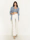 Women's Jean Trousers Flared White