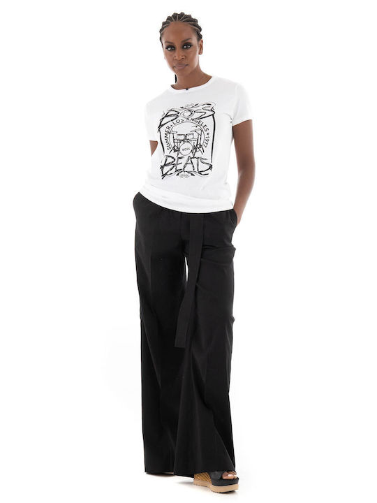 Hugo Boss Γυναικείο Υφασμάτινο Παντελόνι σε Relaxed Εφαρμογή Μαύρο