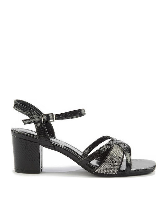 Sandalen mit Strass Schwarz