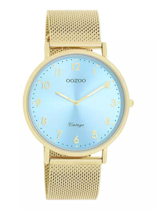 Oozoo Vintage Γυναικείο Ρολόι 40mm Μπαταρίας με Χρυσό Μεταλλικό Μπρασελέ