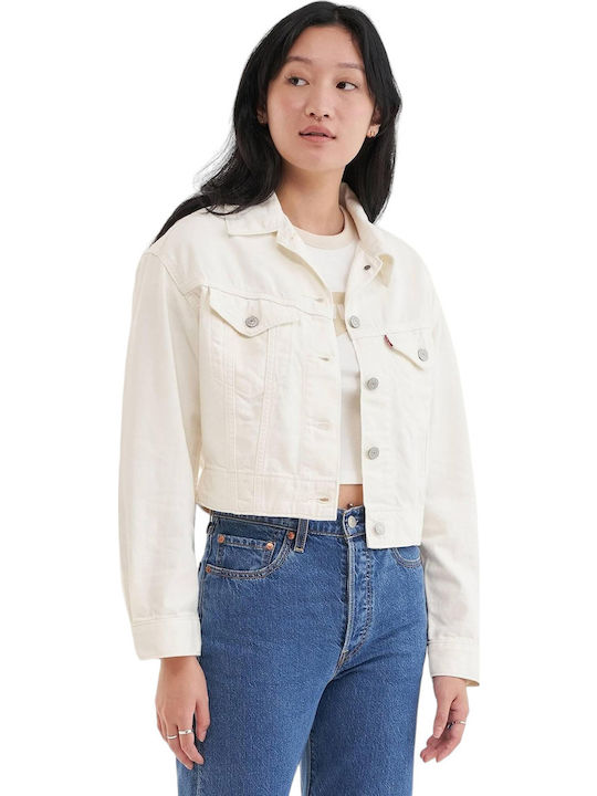 Levi's Κοντό Γυναικείο Μπουφάν για Χειμώνα Λευκό