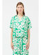 Compania Fantastica Women's Floral Short Sleeve Shirt Green