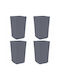 vidaXL Set 4 Planters Plastic Grey
