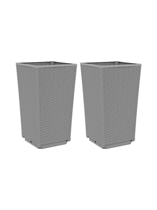 vidaXL Set 2 Planters Plastic Grey