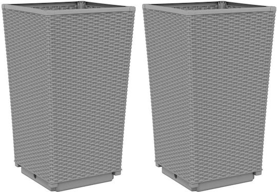 vidaXL Set 2 Planters Plastic Grey