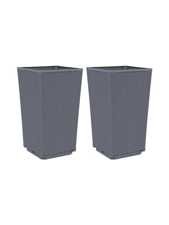 vidaXL Set 2 Planters Plastic Grey