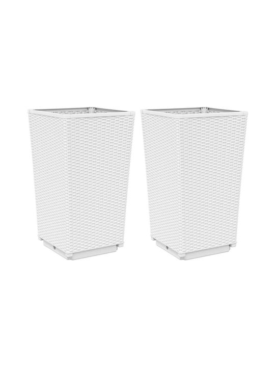 vidaXL Set 2 Planters Plastic White