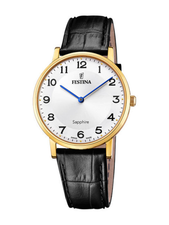 Festina Men's Watch Battery with Black Leather ...