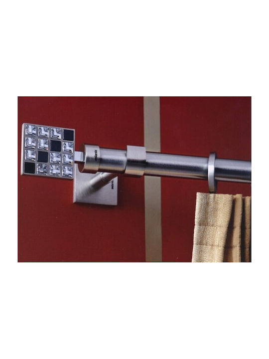 Aslanis Home Μεταλλικό Κουρτινόξυλο Puzzle Διπλό με Βέργα Φ25mm 220εκ. Inox