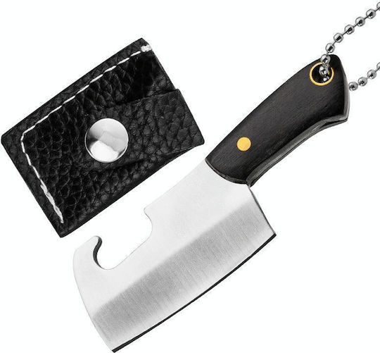 Mini Knife Keychain Gray in Leather Sheath