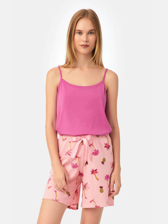 Minerva Sommer Damen Pyjama-Shorts Pink