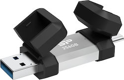 Silicon Power 256GB USB 2.0 Stick with connection USB-A & USB-C Gray