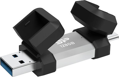 Silicon Power 128GB USB 2.0 Stick with connection USB-A & USB-C Gray