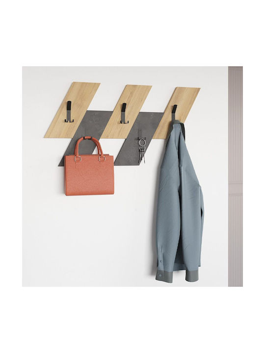 Megapap Antique Wall Hanger Livy Wooden 6 Hooks Gray 75.2x1.8cm