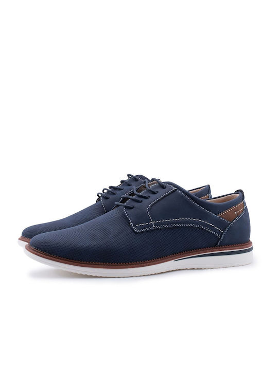 B-Soft Men's Leather Casual Shoes Blue