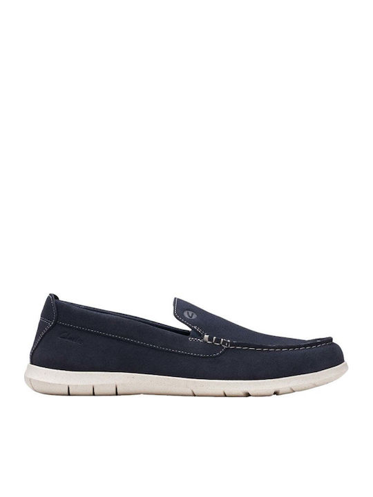 Clarks Men's Leather Moccasins Blue
