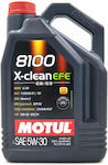 Motul 8100 X-Clean EFE Synthetic Car Lubricant 5W-30 C2 / C3 5lt for Diesel Engine