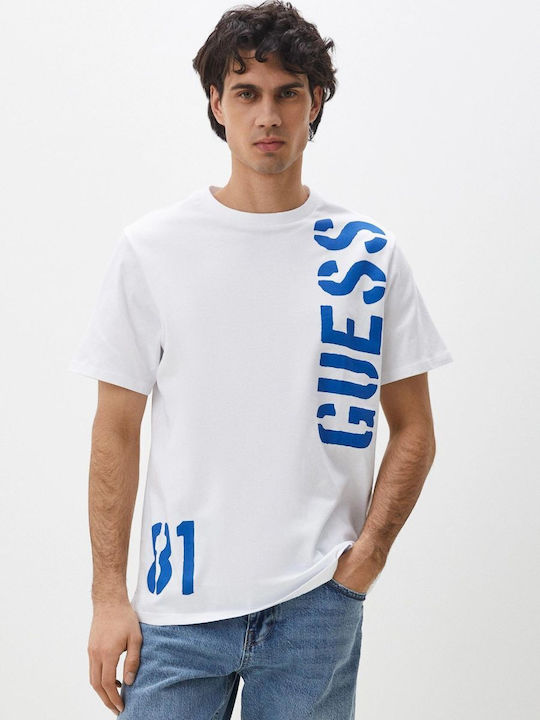 Guess T-shirt Bărbătesc cu Mânecă Scurtă White