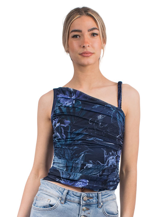 Guess Damen Bluse mit Transparenz Blau