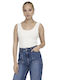 Easy Γυναικείο Crop Top Βαμβακερό Αμάνικο Εκρού