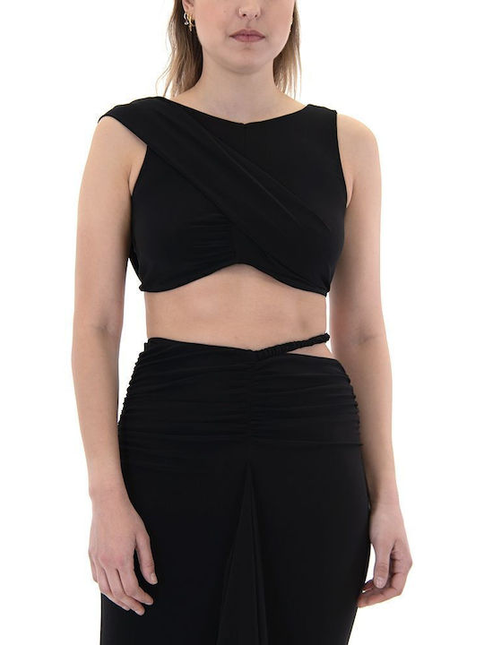 Γυναικείο Crop Top Αμάνικο Μαύρο