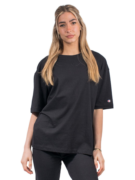 Champion Feminin Sport Oversized Tricou Negru