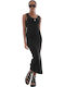 Nalimera Summer Midi Knitted Dress with Tearing Black