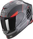 Scorpion Exo R1 Evo Final Grey / Black / Red Motorradhelm Volles Gesicht ECE 22.06